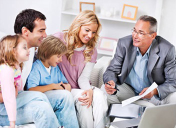 A knowledgeable professional is advising a family on estate planning and evaluations.